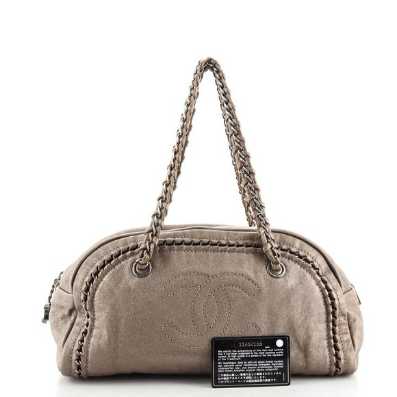 Chanel Luxe Ligne Bowler Bag Leather Medium Brown, Metallic - Picture 2 of 8